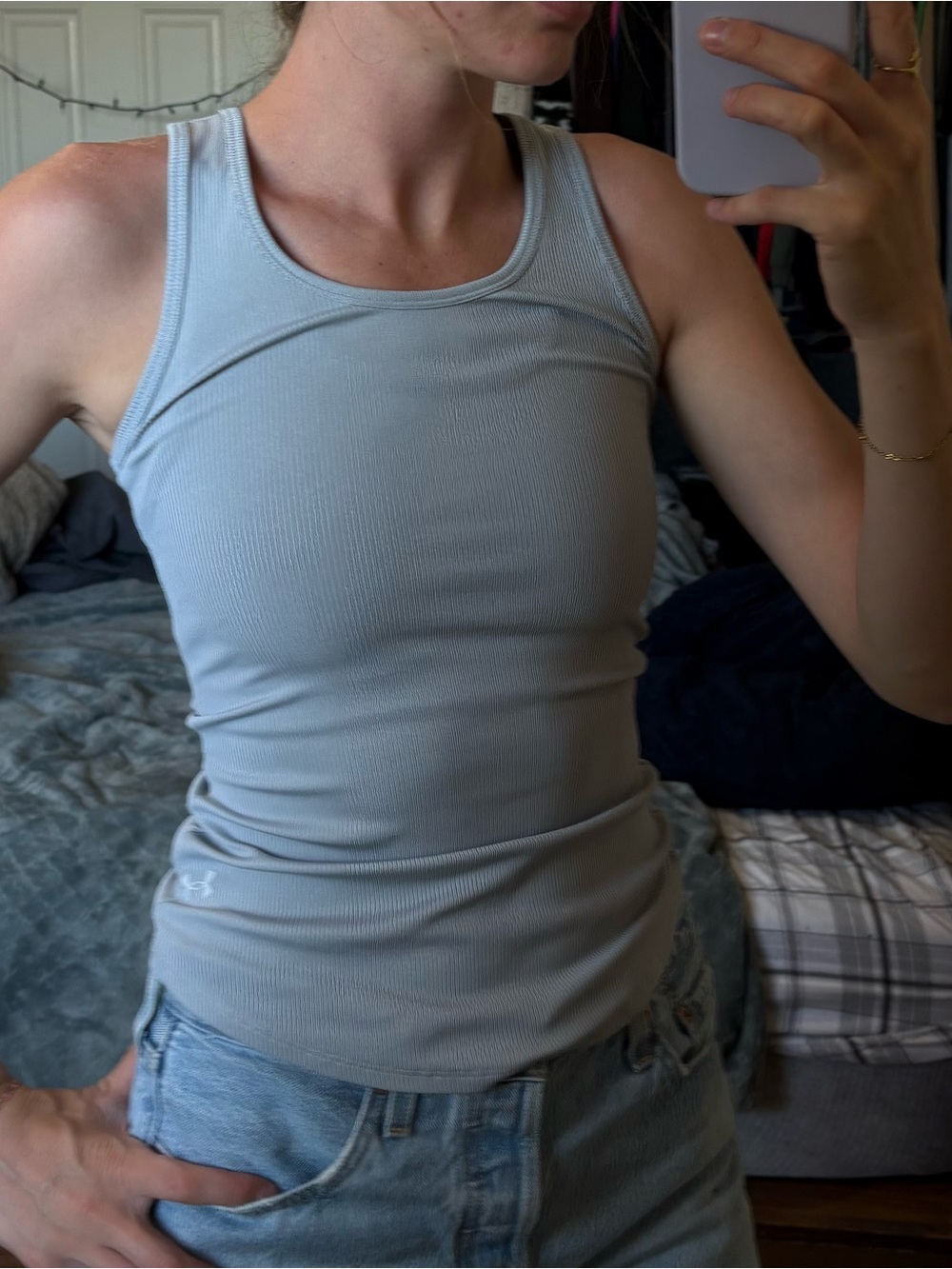 Under Armour Light Blue Ribbed Racerback Tank